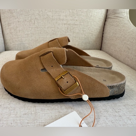 Quince Womens Water Repellent Suede Clog Mule Slip On Shoes Pecan Tan Size 8 New - Picture 8 of 10